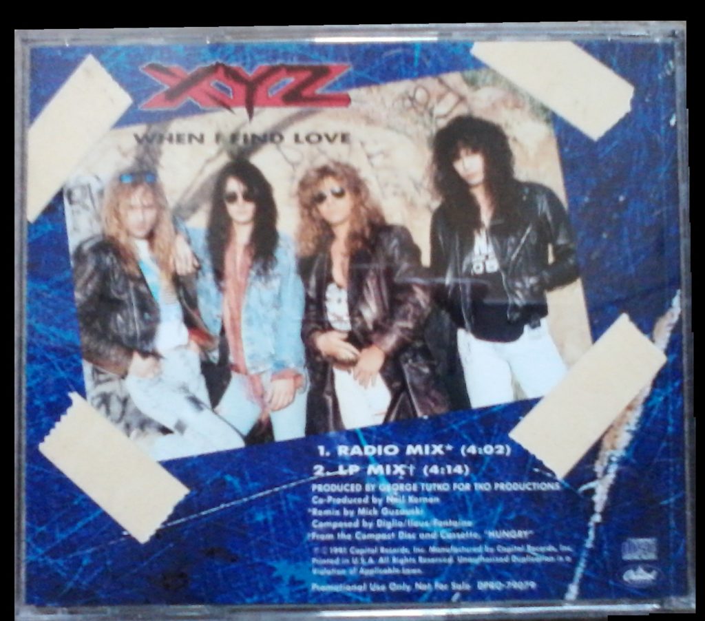 XYZ - When I Find Love - 1991 Radio CD Single - back